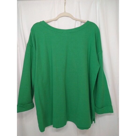 J. Jill Women's Green Knit Pullover Sweater Size L long cuffed sleeves - Picture 2 of 9